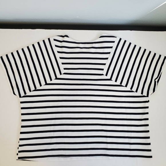 Simply Styled Top by Sears Womens Stripe Knit Classic White & Navy Blue Size XL - Picture 8 of 11